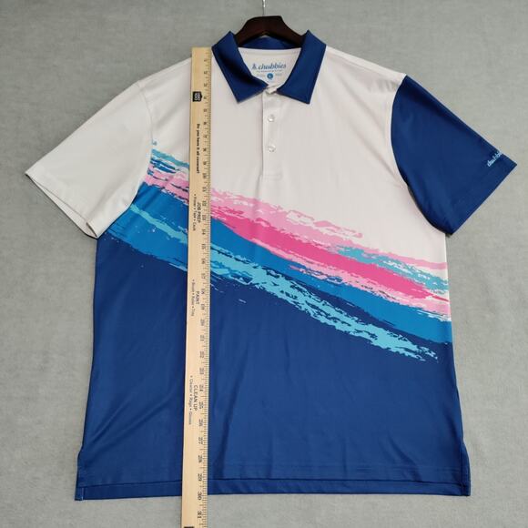 Chubbies Golf Performance Polo Shirt Mens Large Short Sleeve Abstract Colorful - Picture 9 of 11